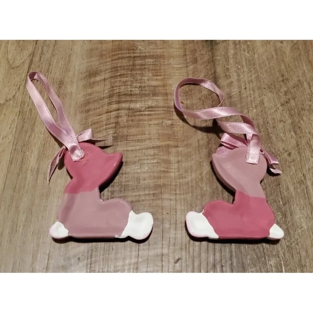 Sunbonnet Sue Style Christmas Ornaments in Pink Lot Of‎ 2